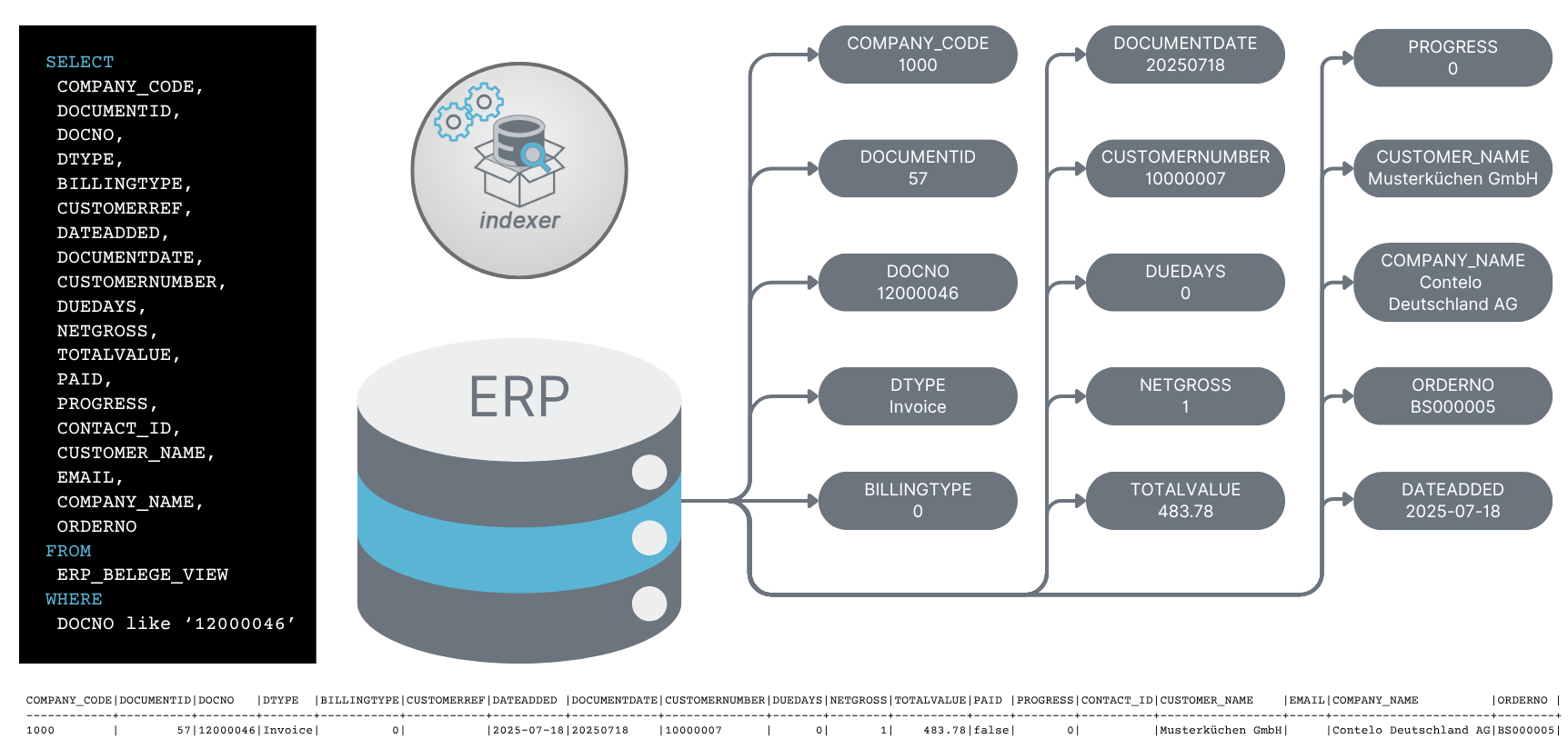 indexer erp db abfrage kopfdaten