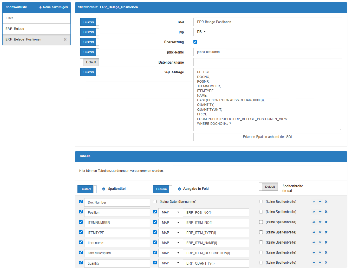 indexer configurator stichwortlisten